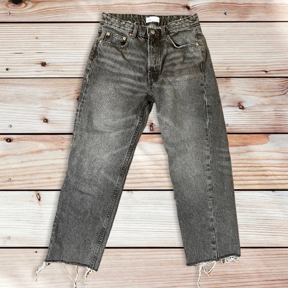 Zara Denim - Zara high rise button fly straight leg jeans